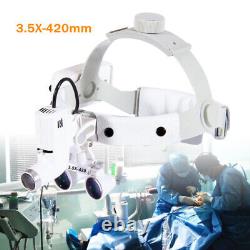 Loupes binoculaires chirurgicales dentaires 3,5X avec serre-tête médical, loupe et éclairage LED
