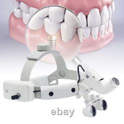Loupes binoculaires chirurgicales dentaires 3.5x avec bandeau médical et éclairage frontal à LED