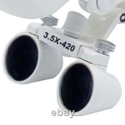 Loupes binoculaires chirurgicales médicales dentaires 3.5X 420mm avec éclairage frontal LED 5W