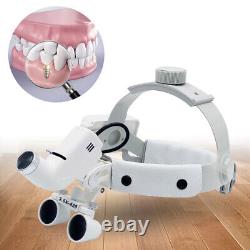 Loupes binoculaires médicaux chirurgicaux dentaires à grossissement 3,5X avec bandeau et lampe frontale LED
