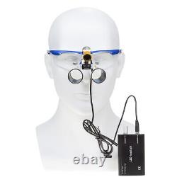 Lumière de tête LED médicale dentaire 5W + filtre et clip de ceinture pour loupes binoculaires noires.