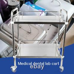 Metal Tool Medical Dental Lab Mobile Cart Trolley Omnidirectionnel Lockable Ups