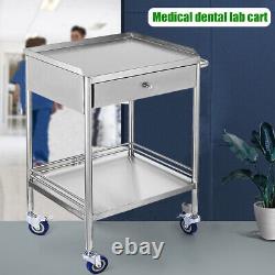 Nouveau chariot médical dentaire de laboratoire en acier inoxydable à double couche.