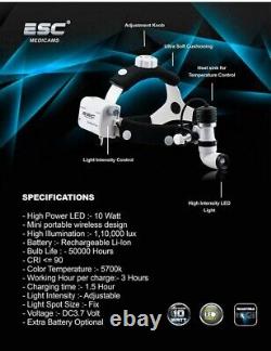 Projecteur chirurgical ESC Medicams pour la tête, ORL, dentaire, médical, endoscopie LED sans fil nouvel
