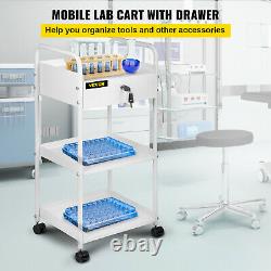 Vevor Chariot De Chariot Médical Acier Mobile Carton De Service Mobile 3 Niveaux Laboratoire Dentaire